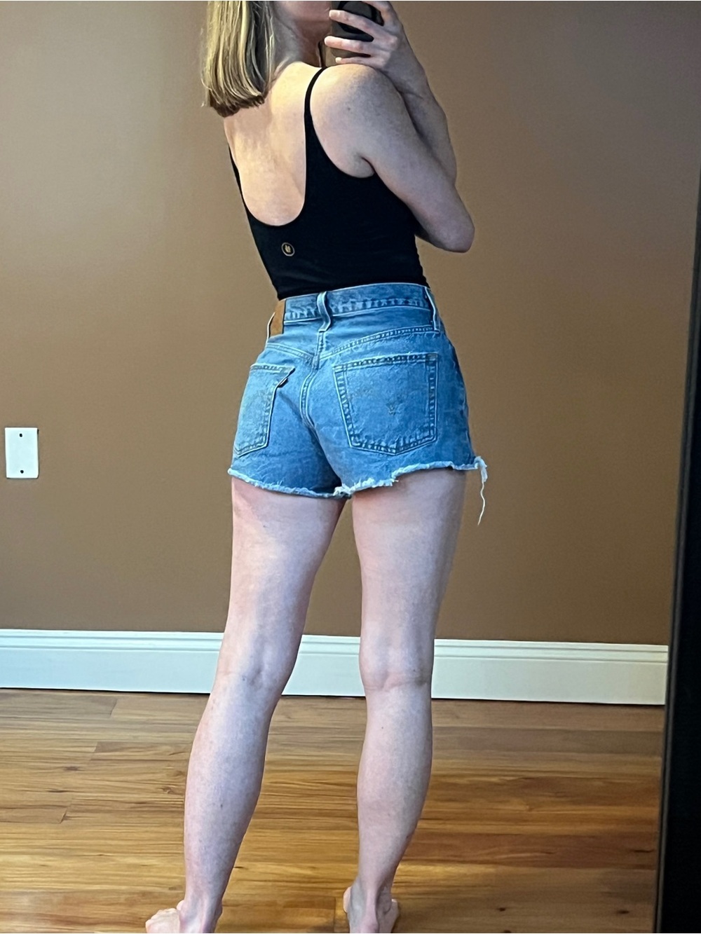 Levi's Blue Distressed High-Rise Jean Shorts - Picture 2 of 5